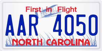 NC license plate AAR4050