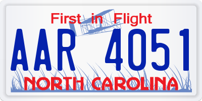 NC license plate AAR4051