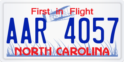 NC license plate AAR4057