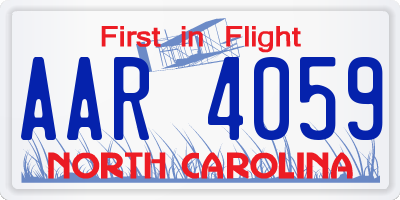 NC license plate AAR4059
