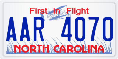 NC license plate AAR4070