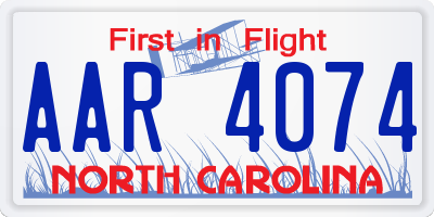 NC license plate AAR4074