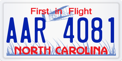 NC license plate AAR4081