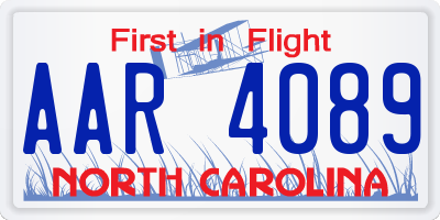 NC license plate AAR4089