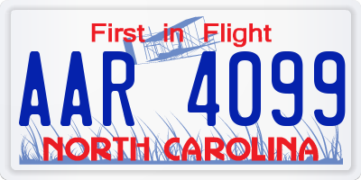 NC license plate AAR4099