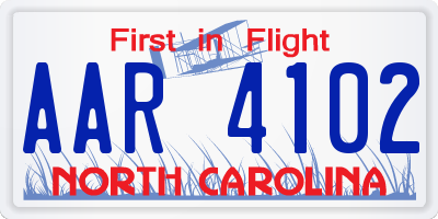 NC license plate AAR4102