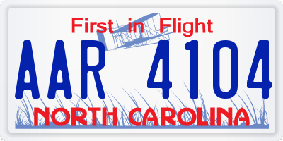 NC license plate AAR4104