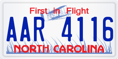 NC license plate AAR4116