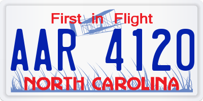 NC license plate AAR4120