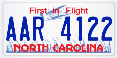 NC license plate AAR4122