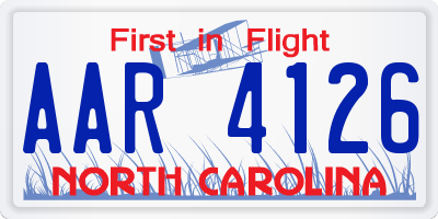 NC license plate AAR4126