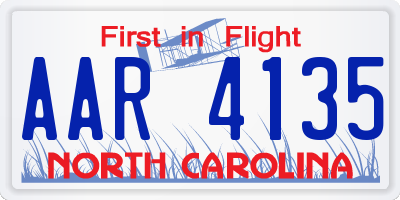 NC license plate AAR4135