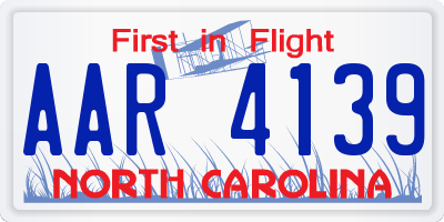 NC license plate AAR4139