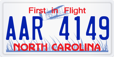 NC license plate AAR4149