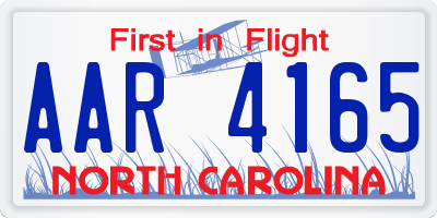 NC license plate AAR4165