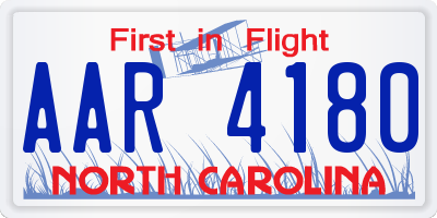 NC license plate AAR4180