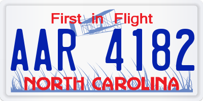 NC license plate AAR4182