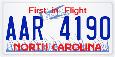 NC license plate AAR4190