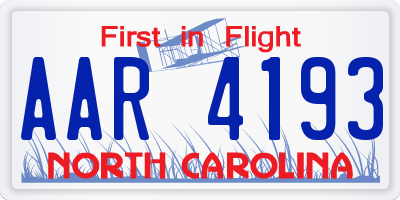 NC license plate AAR4193