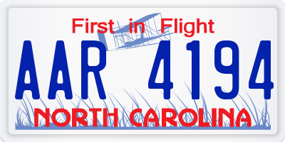 NC license plate AAR4194