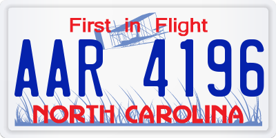 NC license plate AAR4196