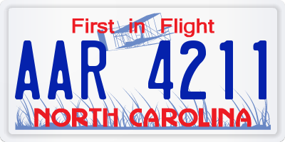 NC license plate AAR4211