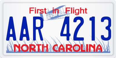 NC license plate AAR4213