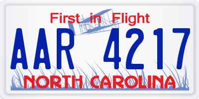 NC license plate AAR4217