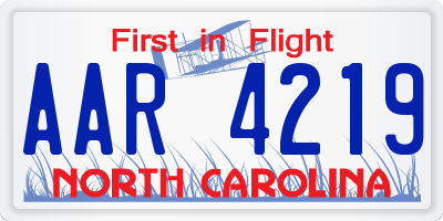 NC license plate AAR4219