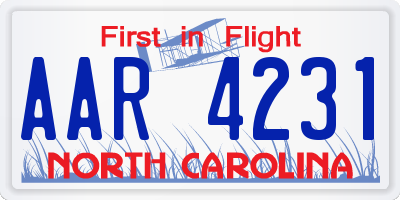 NC license plate AAR4231