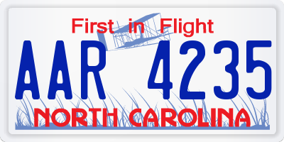 NC license plate AAR4235