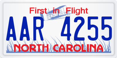 NC license plate AAR4255