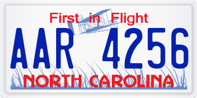 NC license plate AAR4256