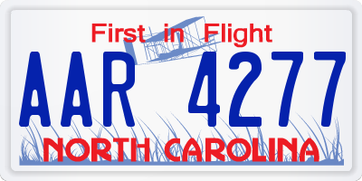 NC license plate AAR4277