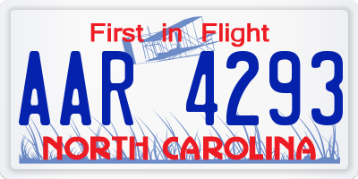 NC license plate AAR4293