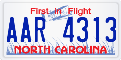 NC license plate AAR4313