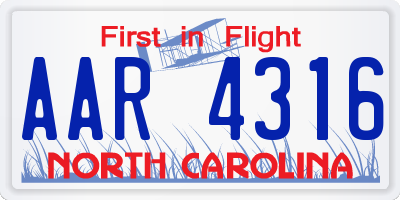 NC license plate AAR4316