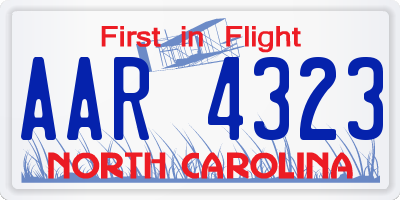 NC license plate AAR4323