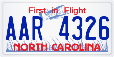 NC license plate AAR4326
