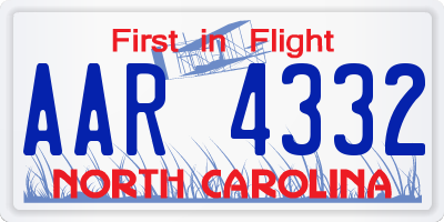 NC license plate AAR4332