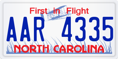 NC license plate AAR4335