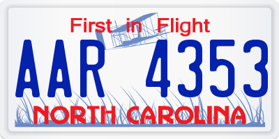 NC license plate AAR4353