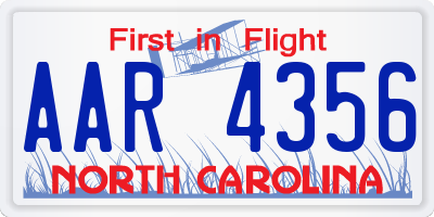 NC license plate AAR4356