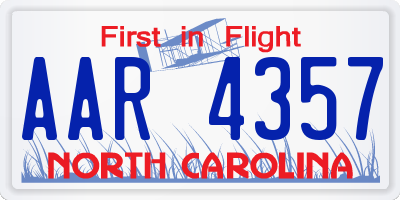 NC license plate AAR4357