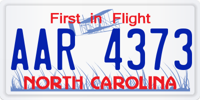 NC license plate AAR4373