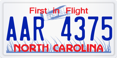 NC license plate AAR4375