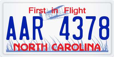 NC license plate AAR4378