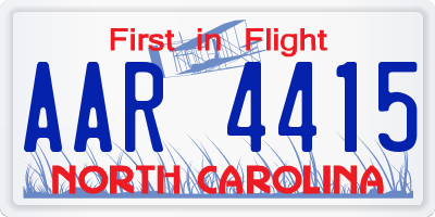 NC license plate AAR4415