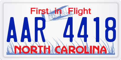 NC license plate AAR4418