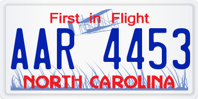 NC license plate AAR4453